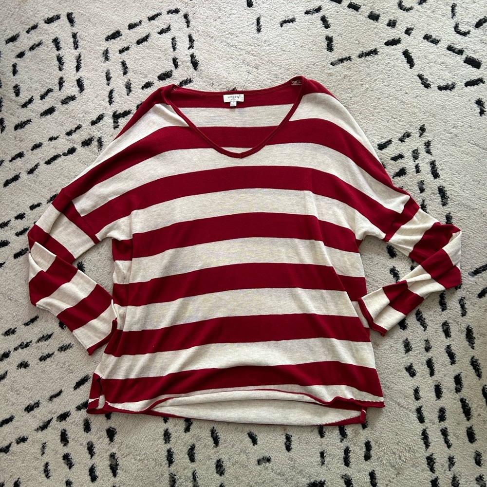 Umgee Red Oversized Long Sleeve Light Sweater